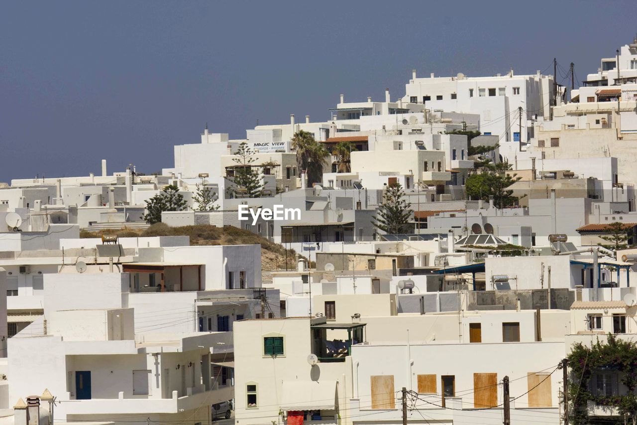 White buildings overview in naxos, greece