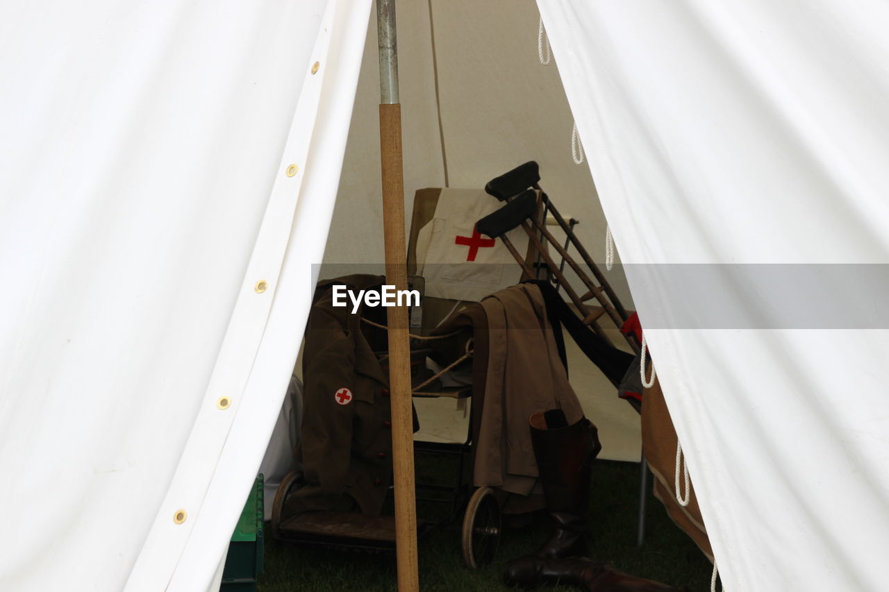 Medical equipment in tent