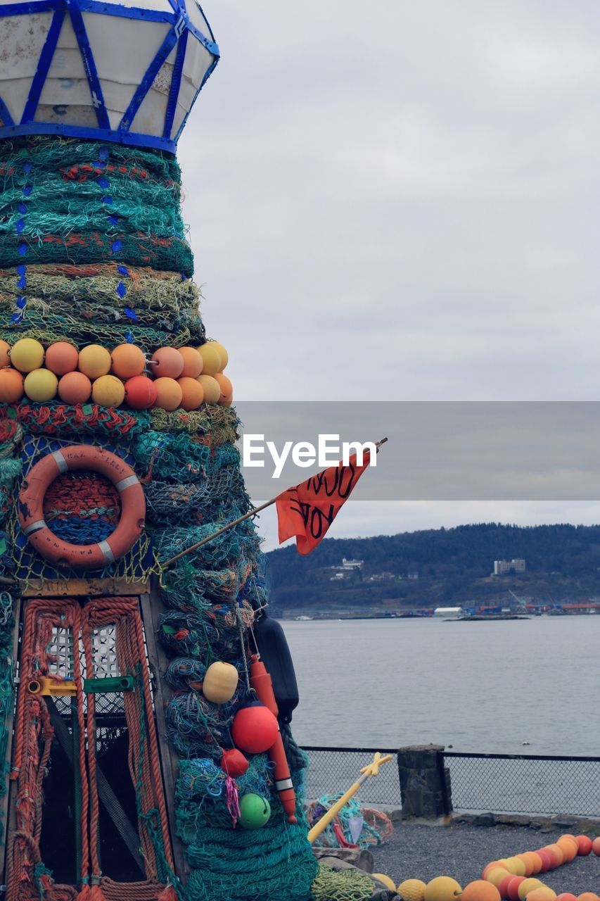 CLOSE-UP OF MULTI COLORED SHIP IN SEA