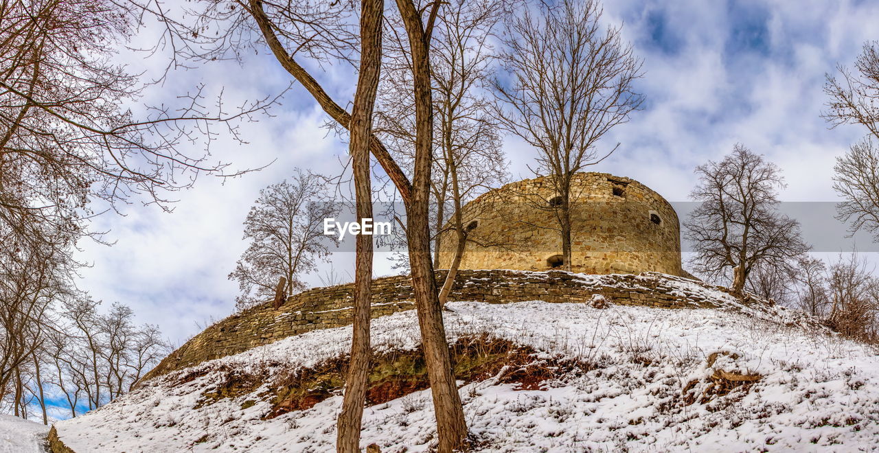 The ruins of the old terebovlia castle, ternopil region of ukraine, on a sunny winter day