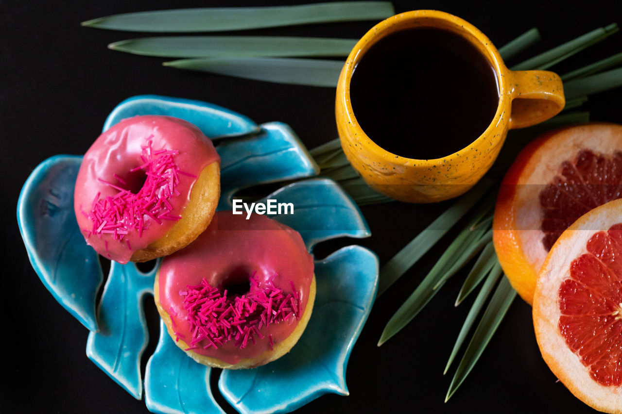 High angle view of fruits on table