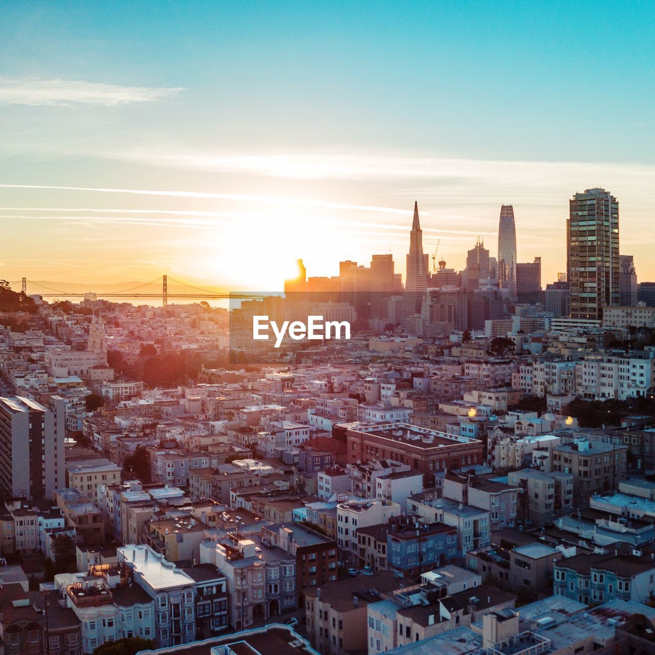 High angle view of buildings in city