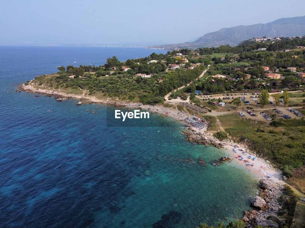 High angle view of sea against sky