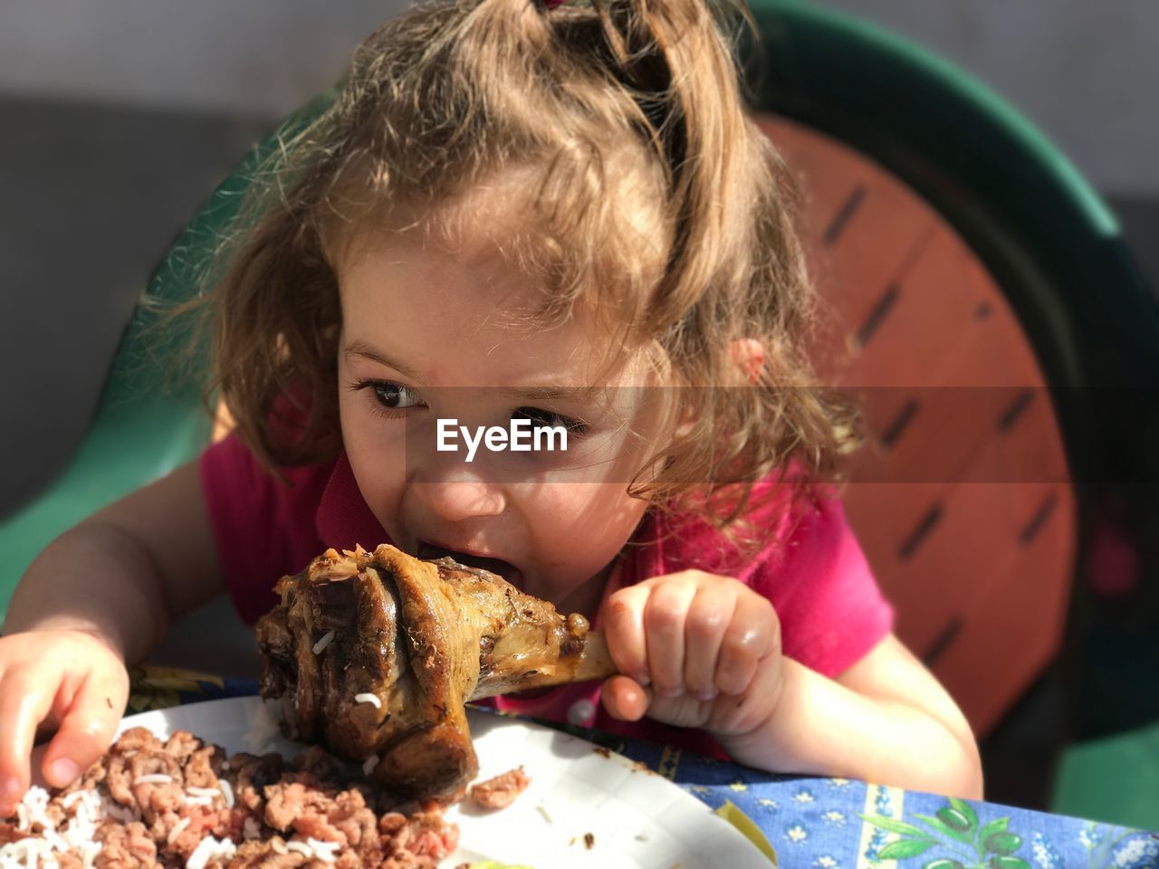 Close-up of girl eating