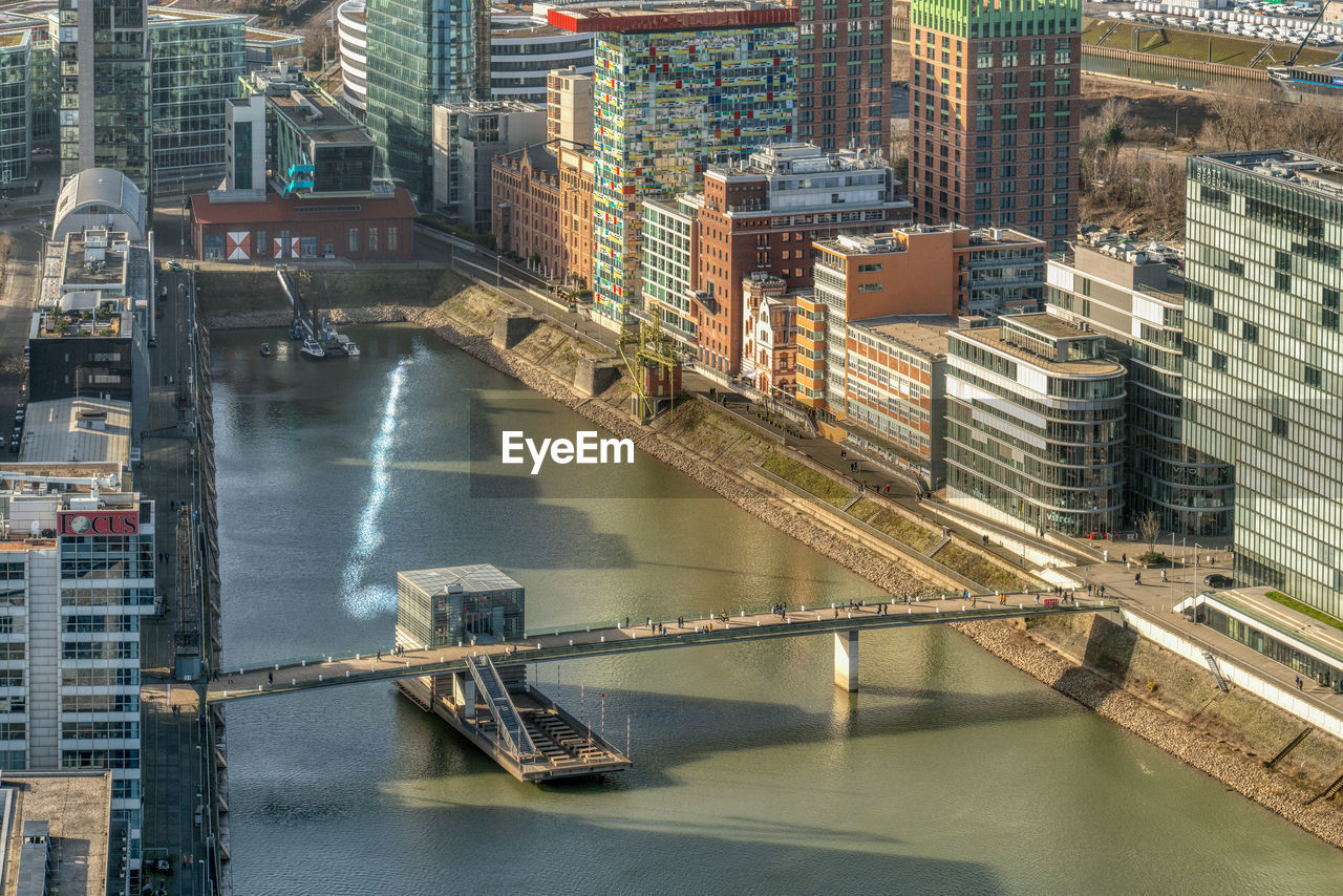 High angle view of bridge over river in city