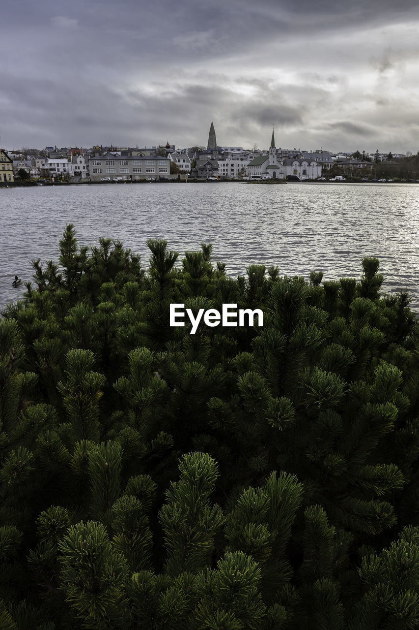 View of reykjavik, iceland from the reykjavikurjorn