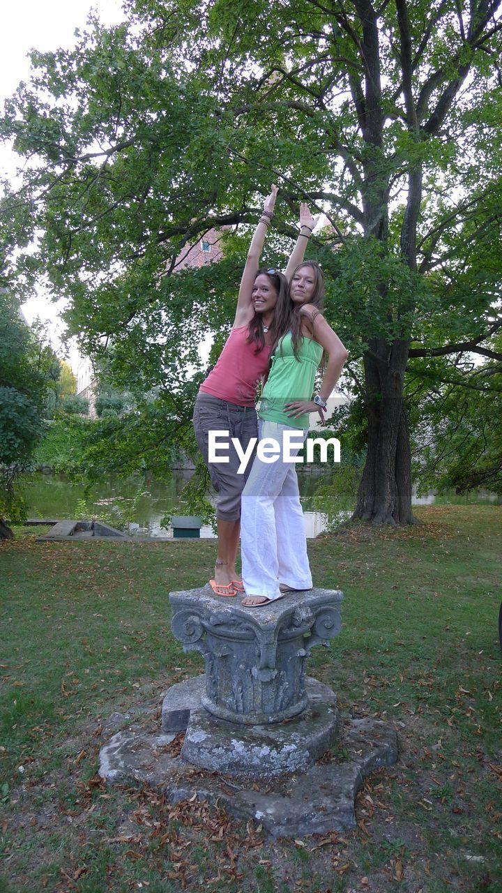 Full length of women standing in park