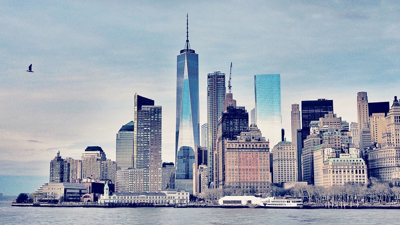 Low angle view of modern city skyline