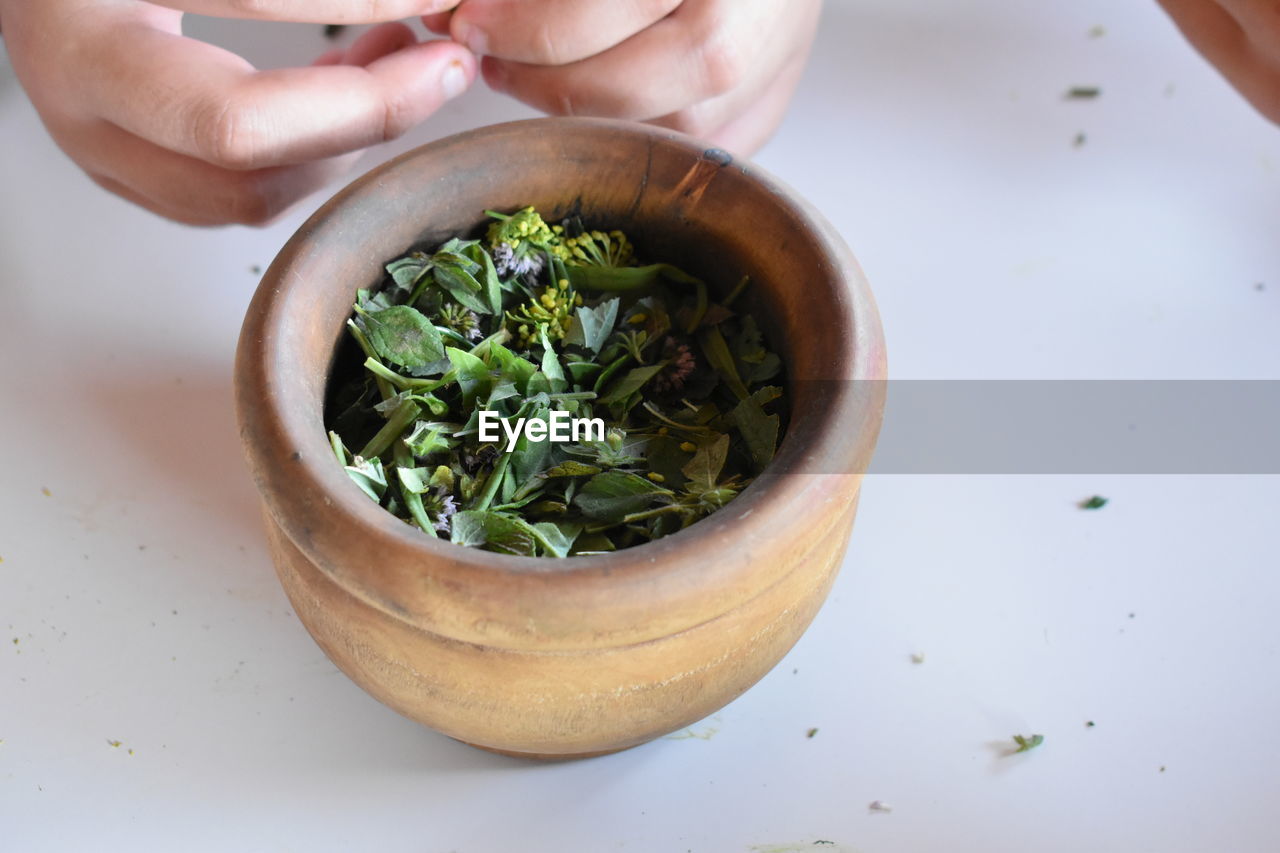 Preparing food in bowl 