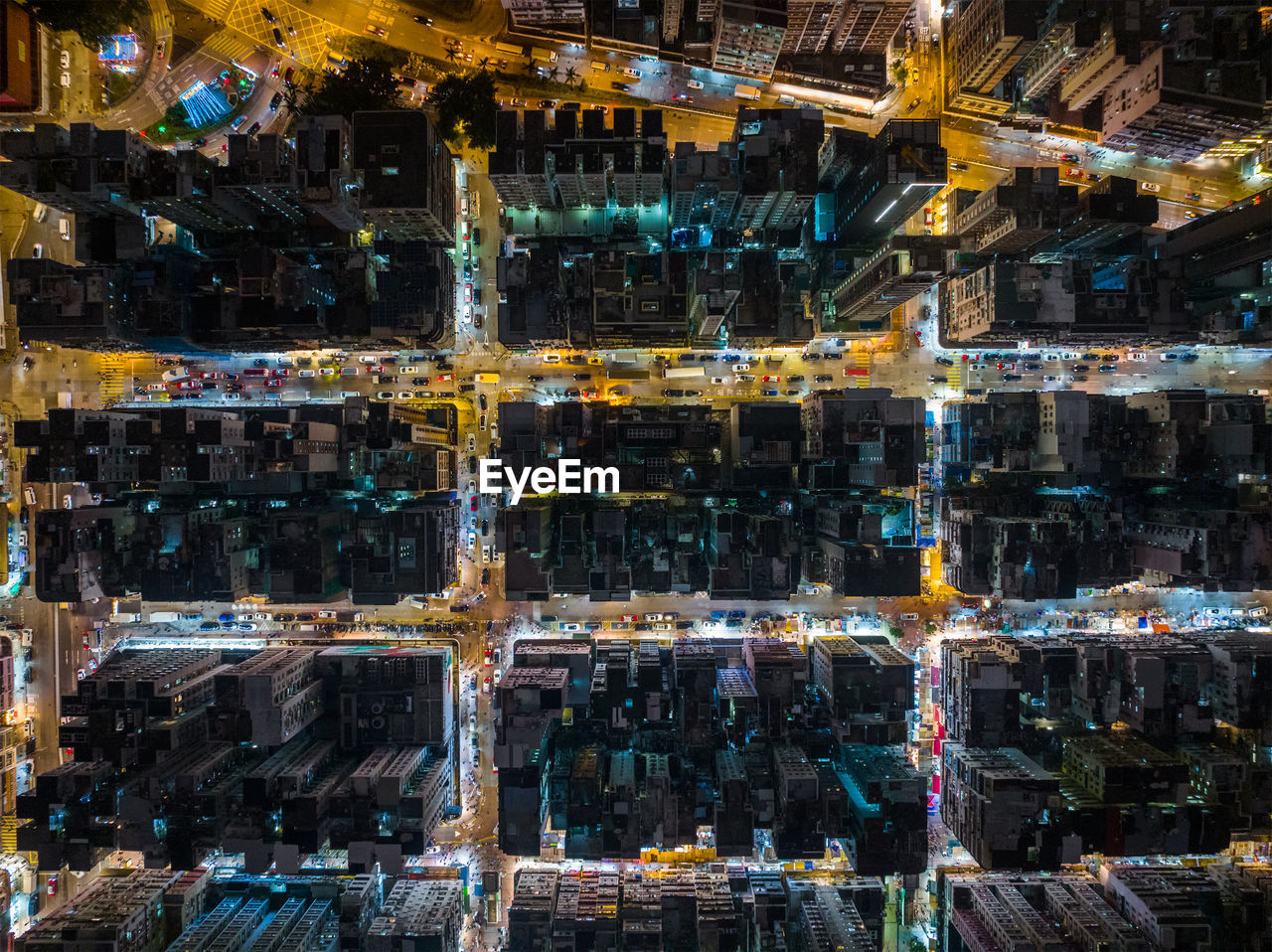 high angle view of people walking on street