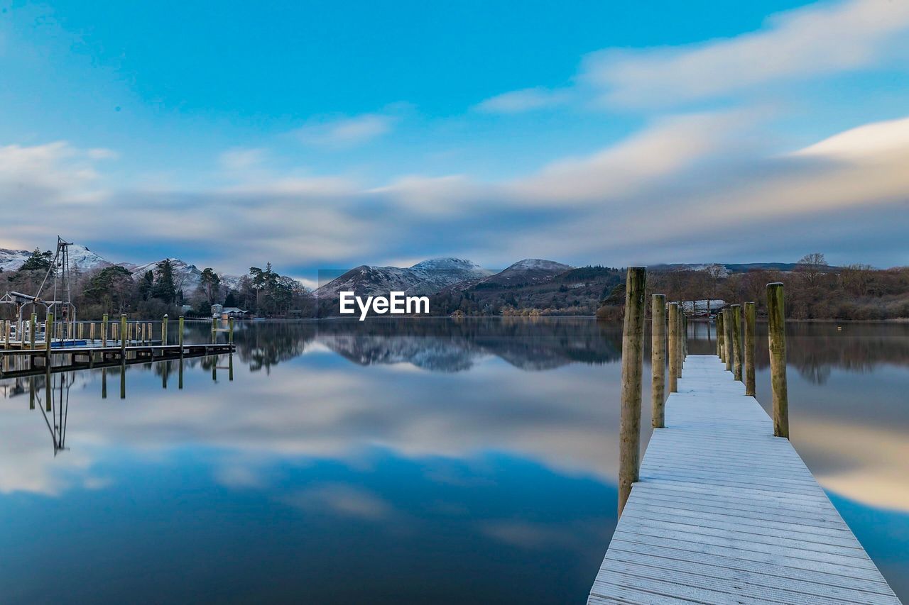 SCENIC VIEW OF LAKE AGAINST CLOUDY SKY