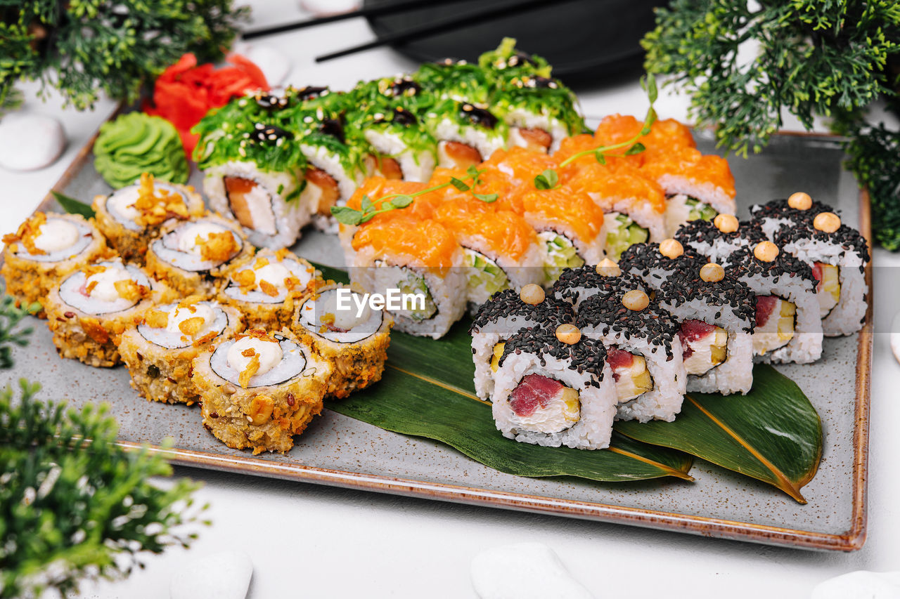 high angle view of food on table