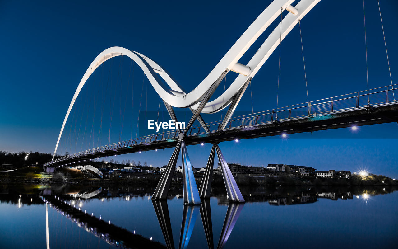 LOW ANGLE VIEW OF BRIDGE AGAINST BLUE SKY