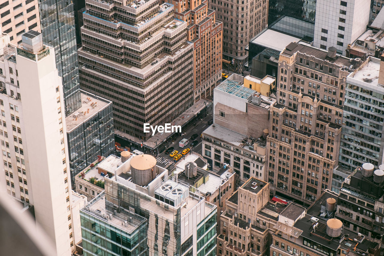 High angle view of buildings in city