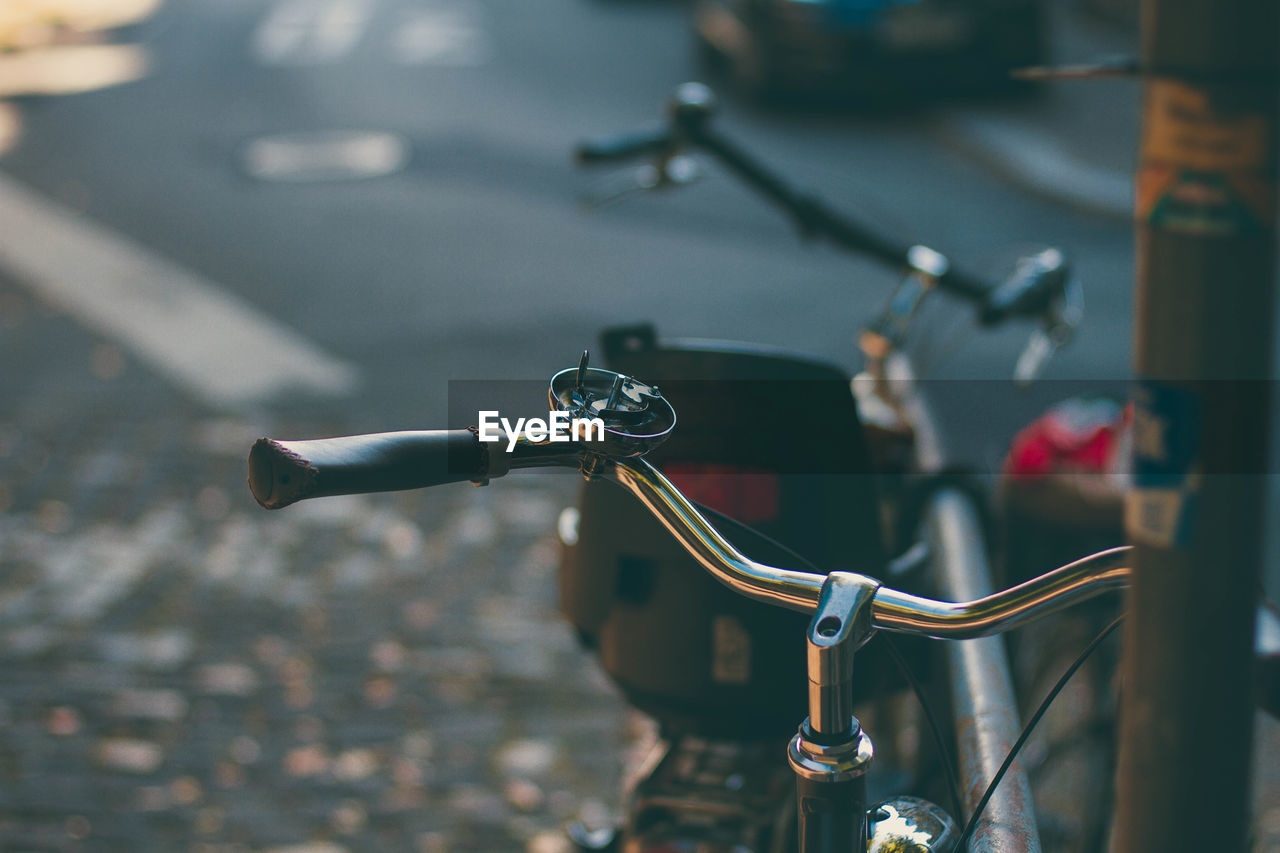 High angle view of bicycle on road