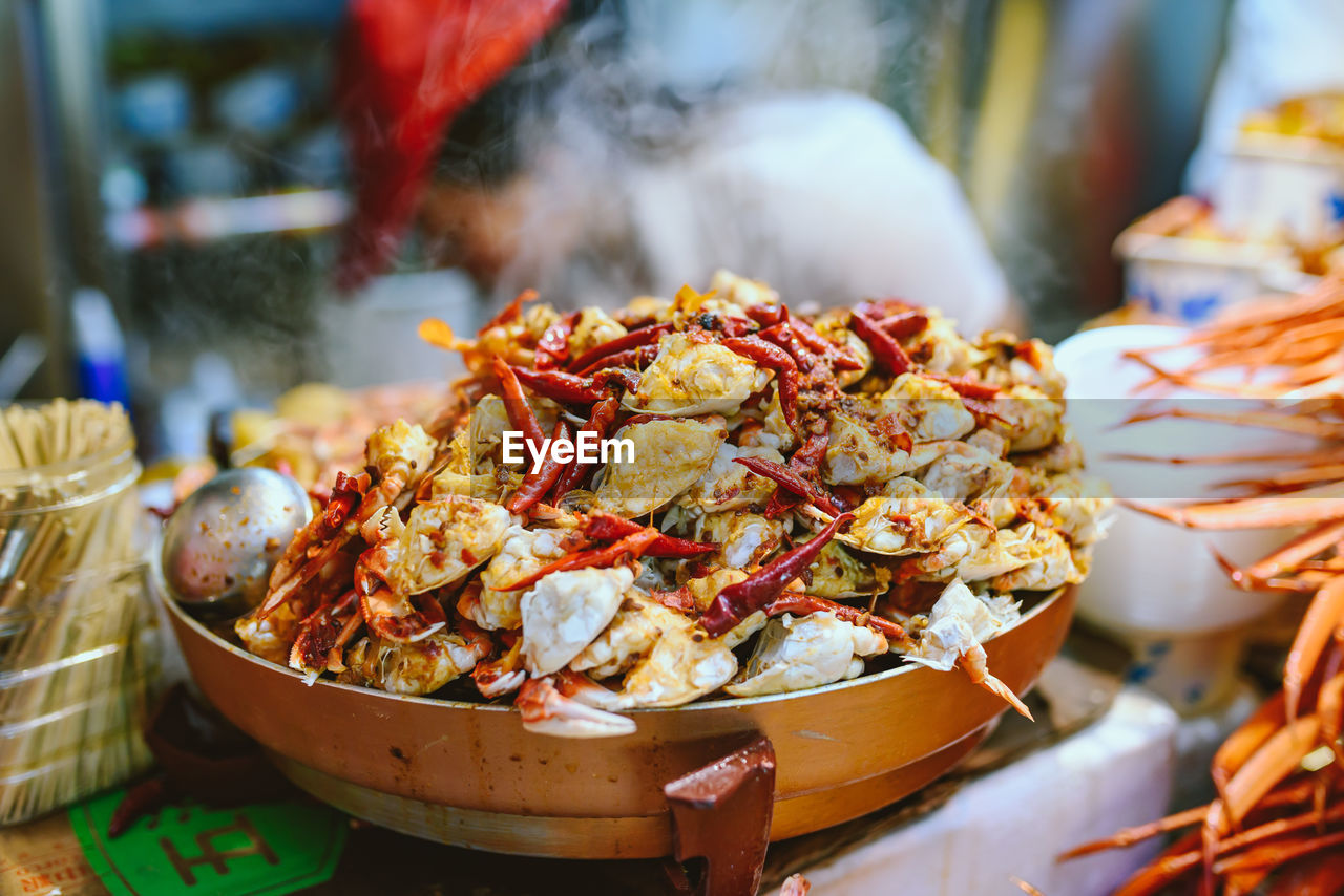 Close-up of hot food in container