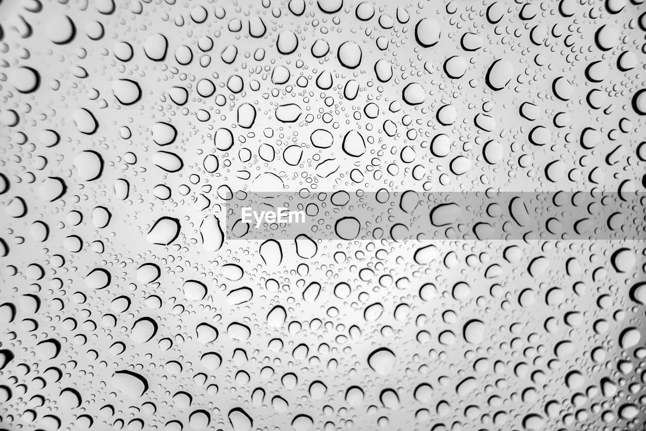 full frame shot of raindrops on glass