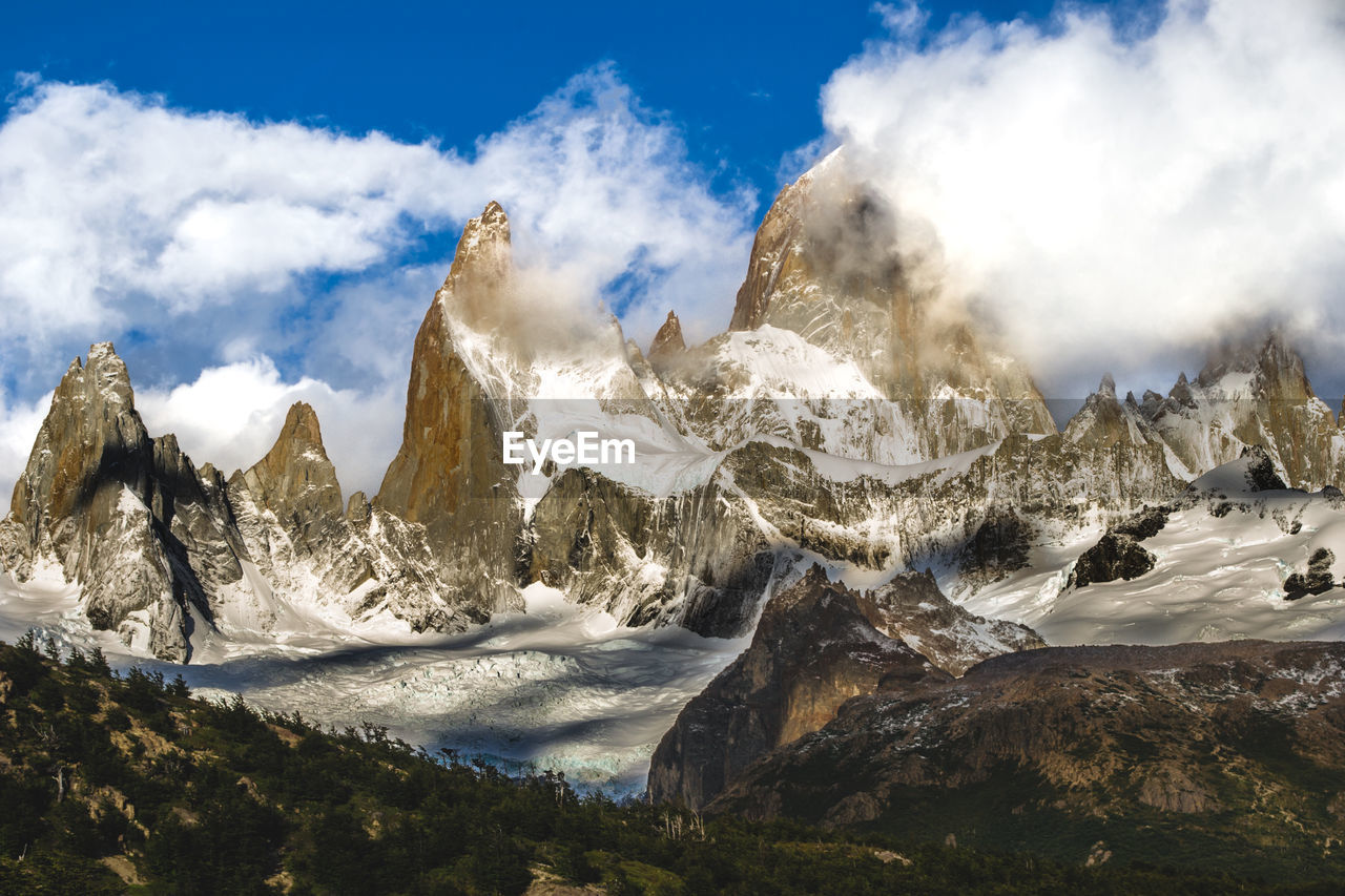Panoramic view of mountains against sky