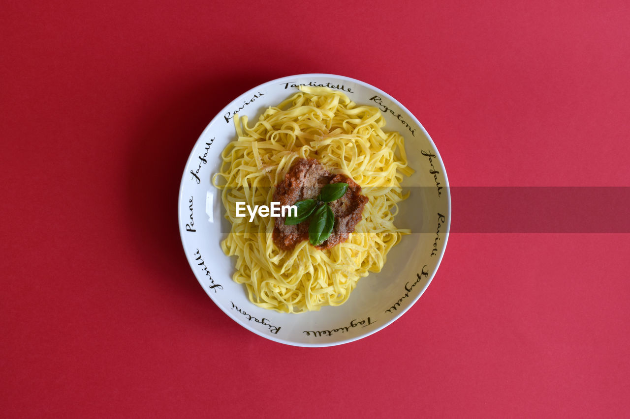 Directly above shot of spaghetti