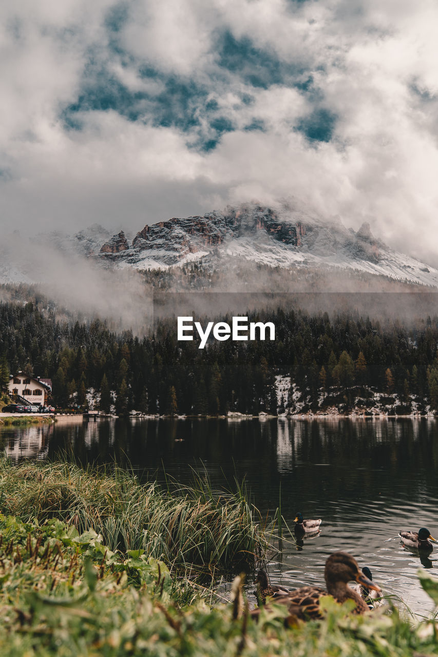 Scenic view of lake against sky