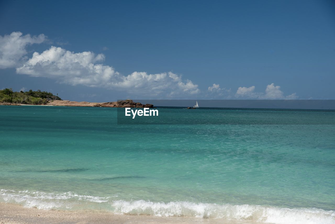 scenic view of sea against blue sky