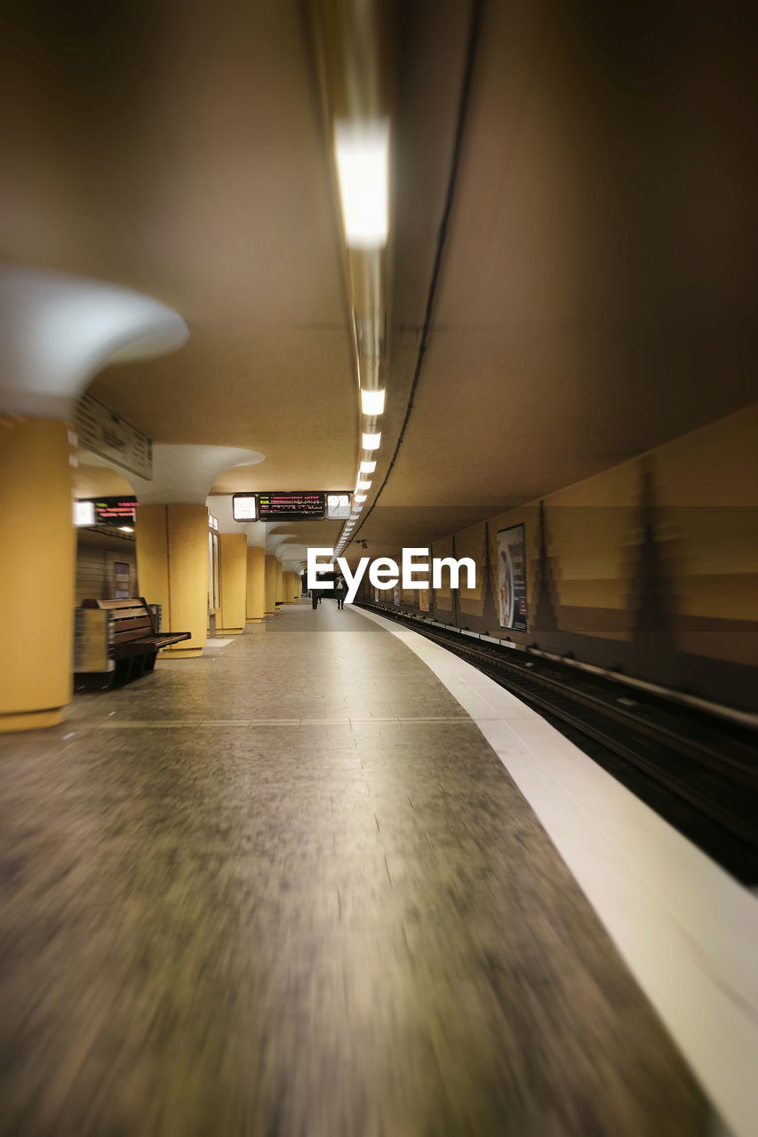 Illuminated subway station