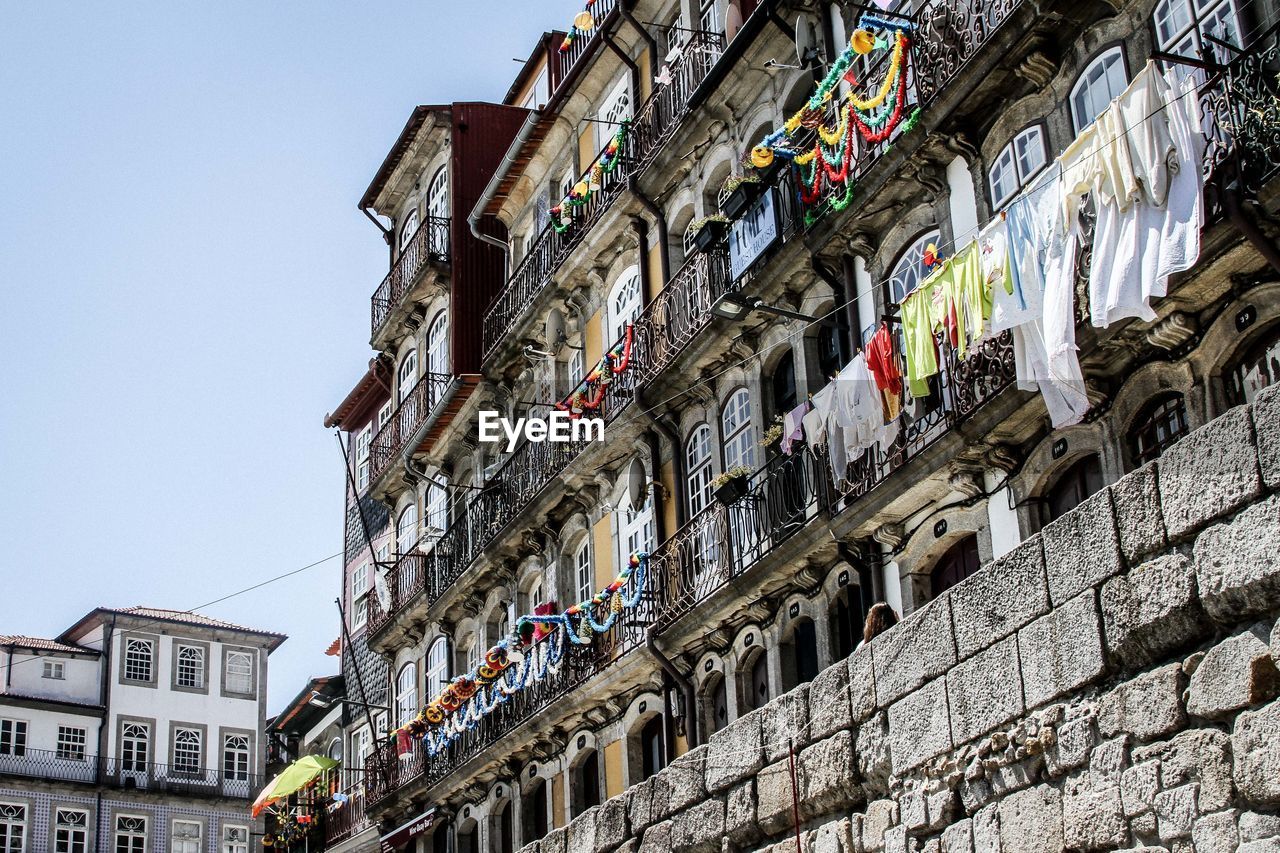 Low angle view of buildings in town