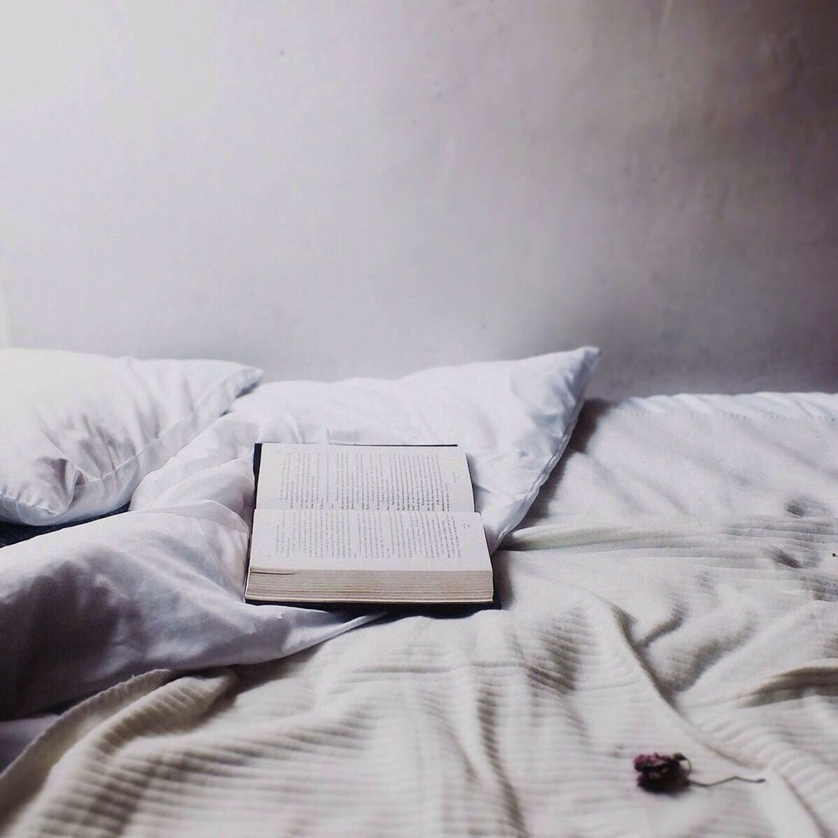 Open book on bed