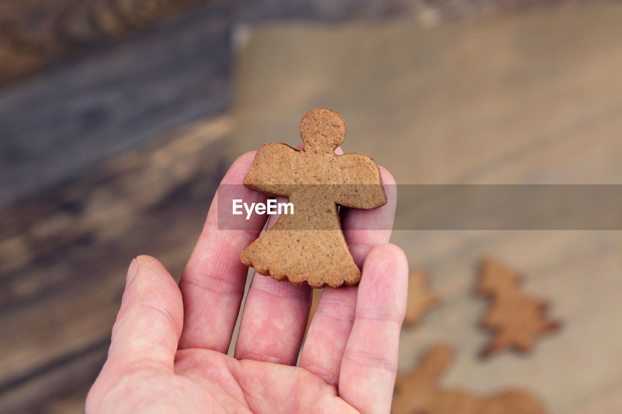 Close-up of hand holding cookie