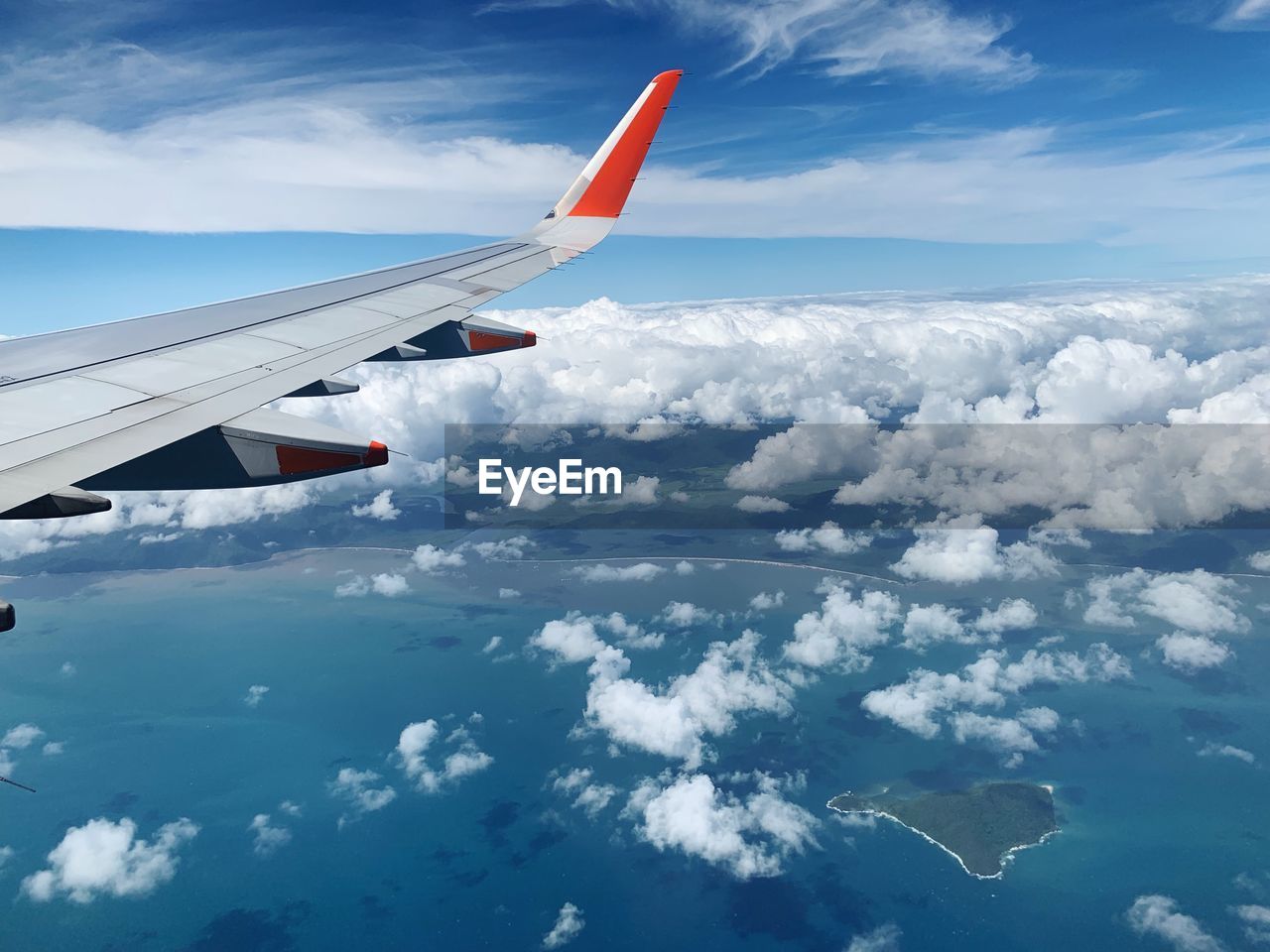 Flying along the australian coastline.