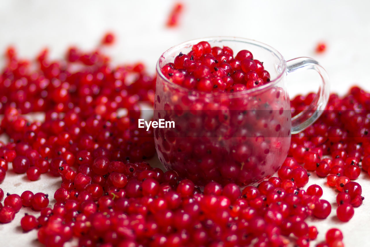 CLOSE-UP OF RED BERRIES IN CONTAINER