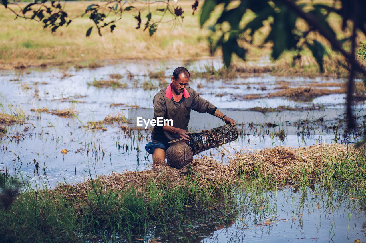 Farmer working on agricultural field