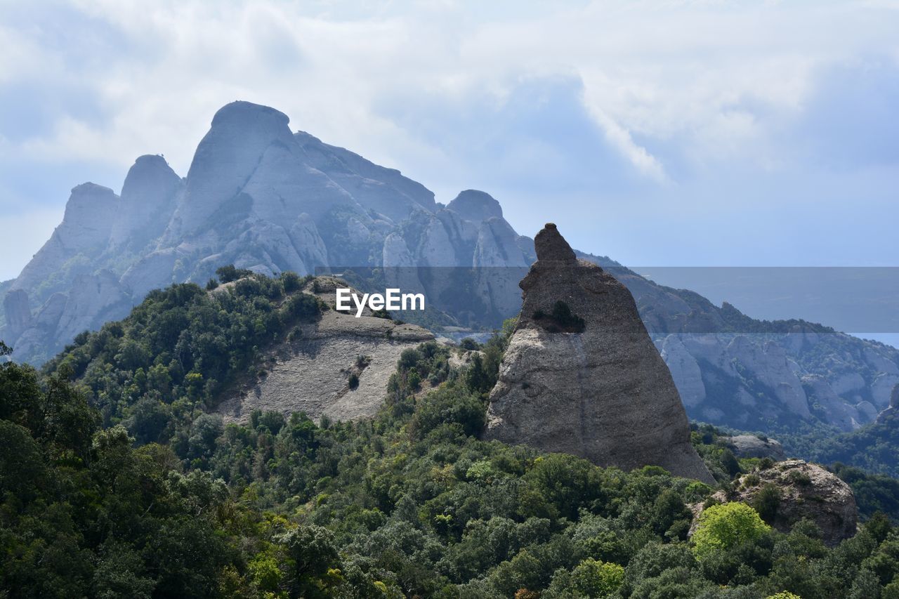 Scenic view of mountains against cloudy sky