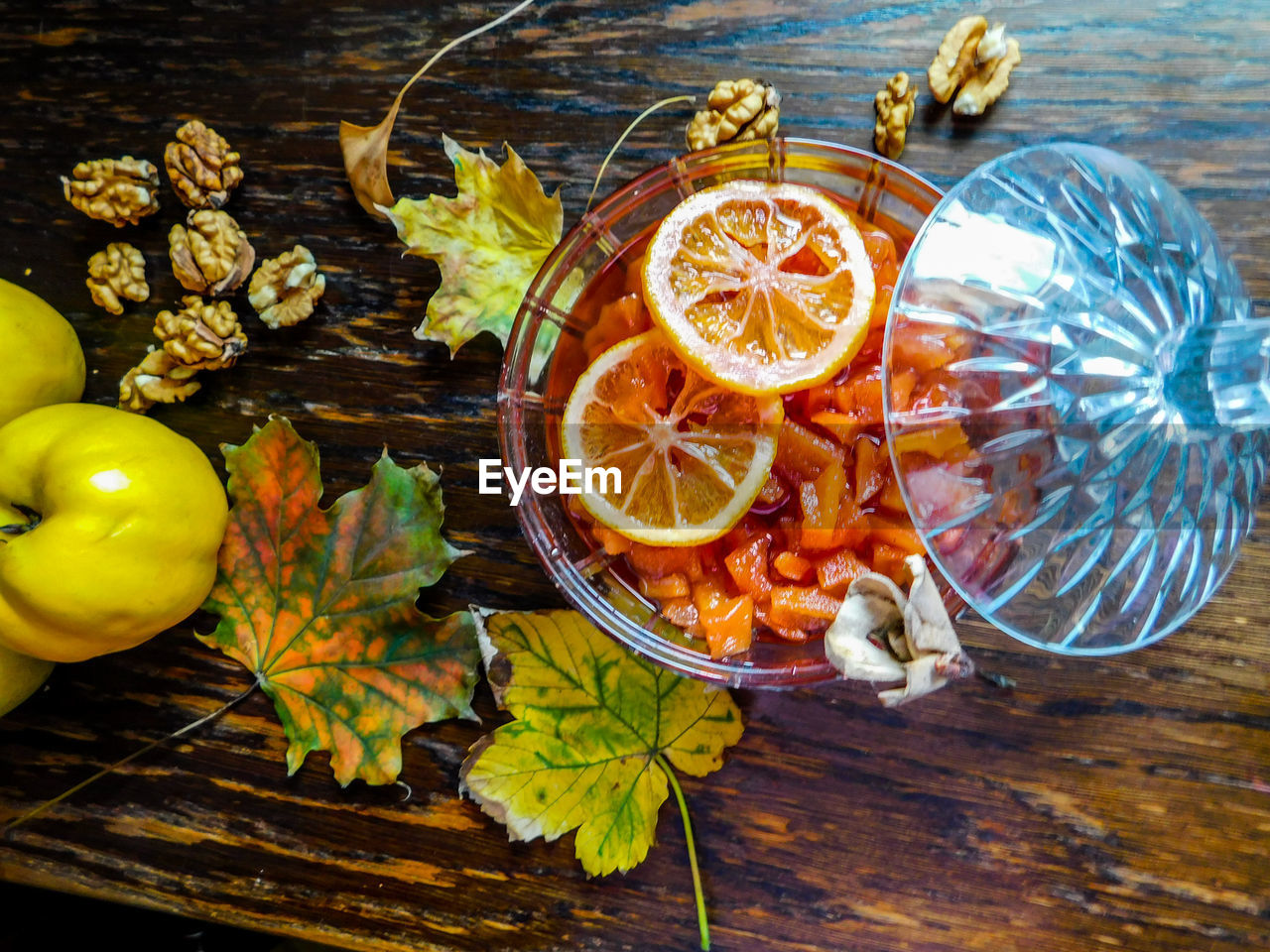 HIGH ANGLE VIEW OF FRUITS AND VEGETABLES ON TABLE