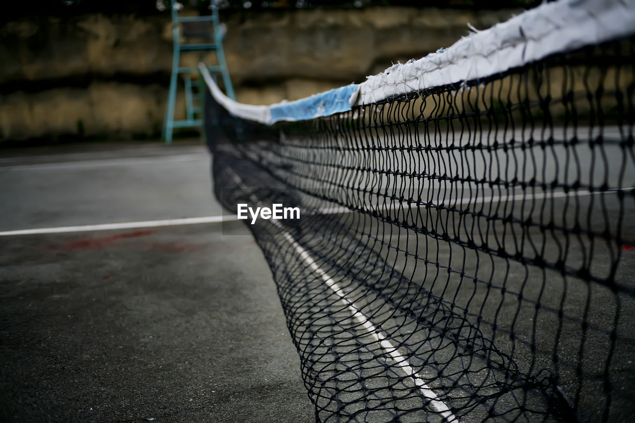 Close-up of tennis net