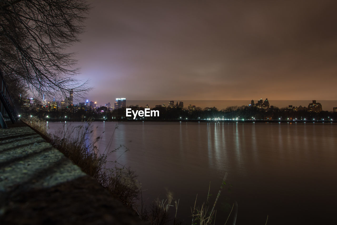 View of city at night