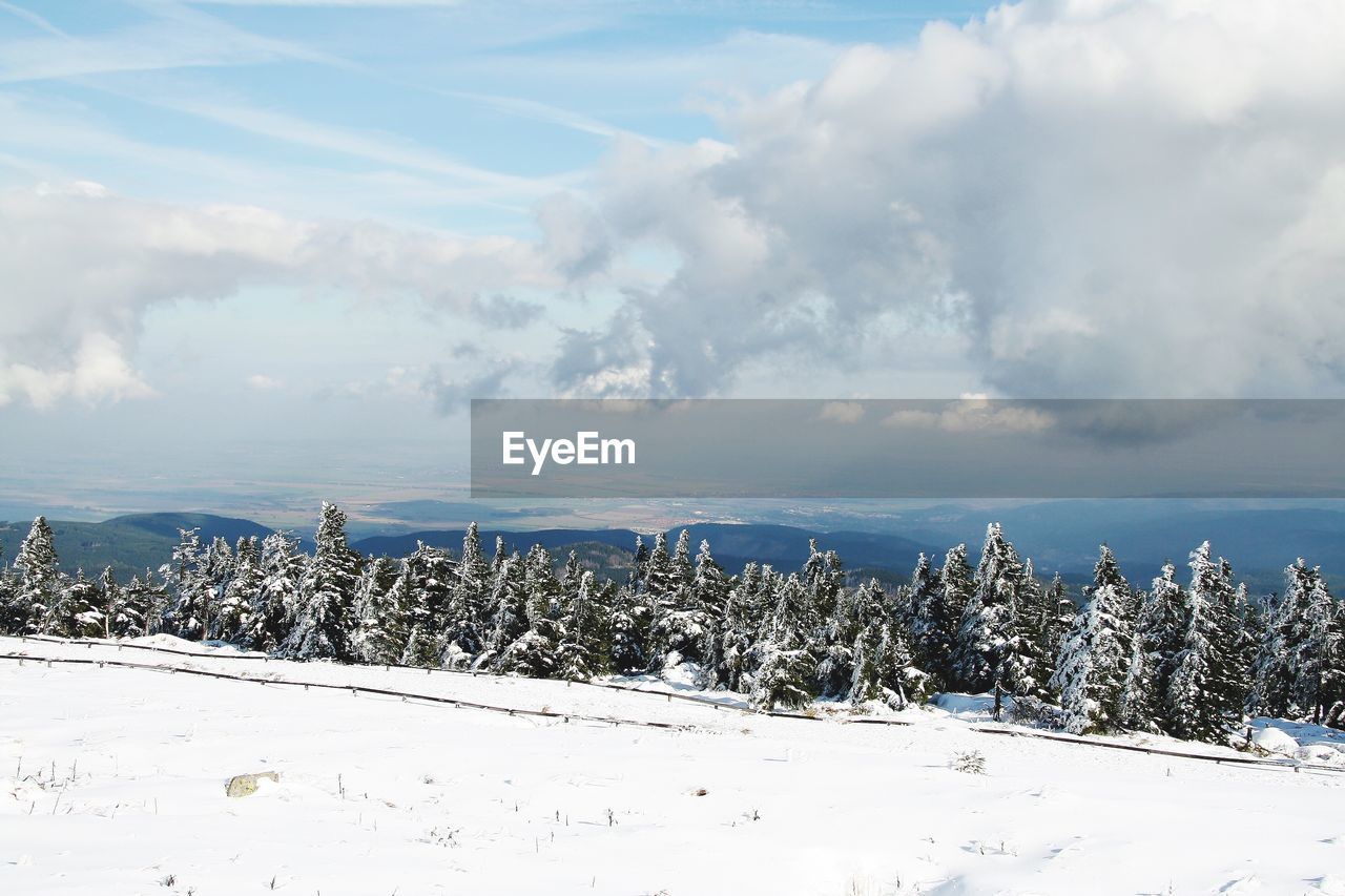 Scenic view of landscape against cloudy sky