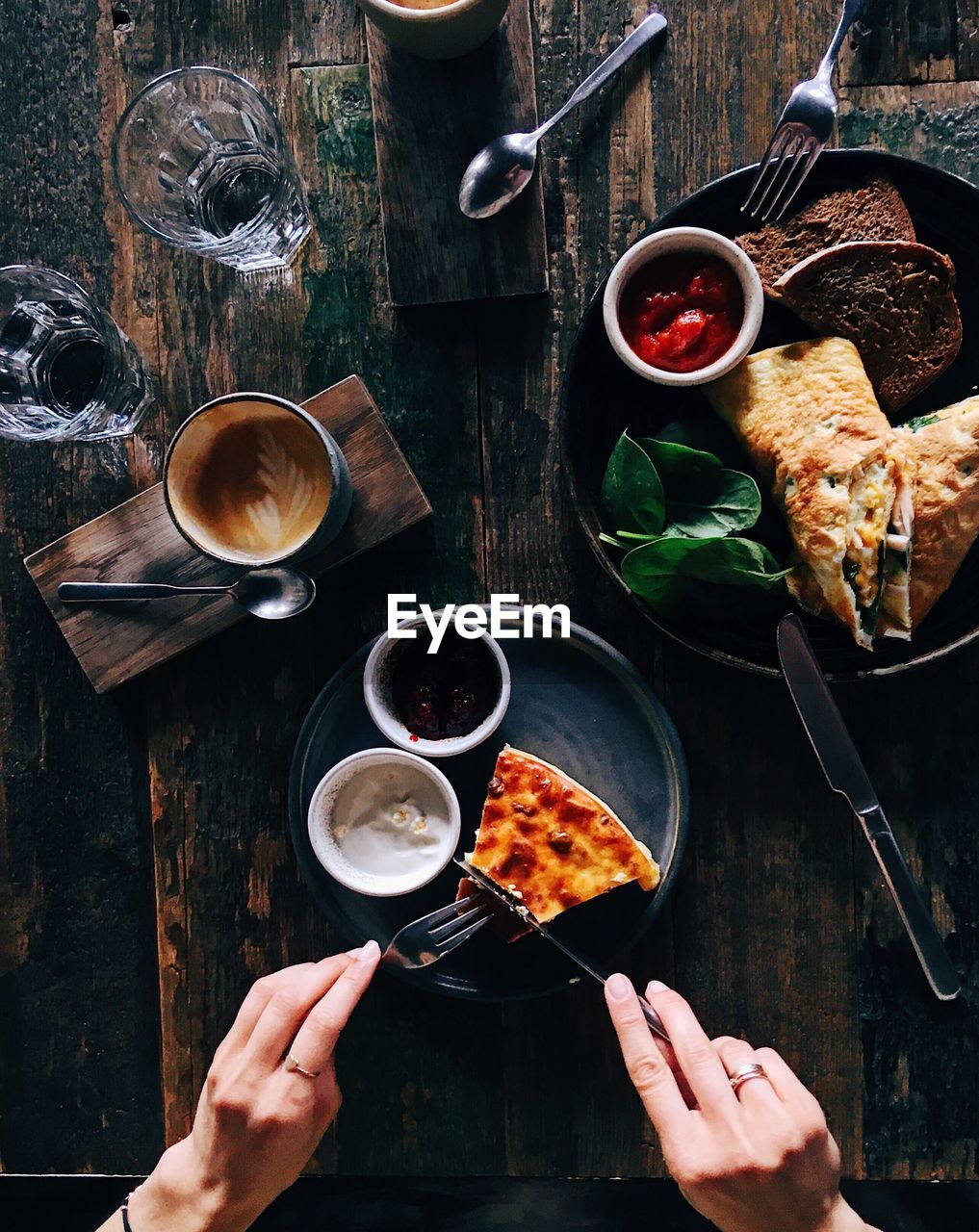 Directly above shot of woman having breakfast