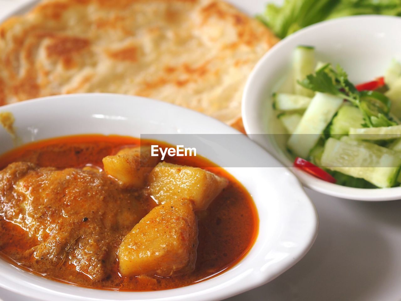 Close-up of food served in bowl and plate