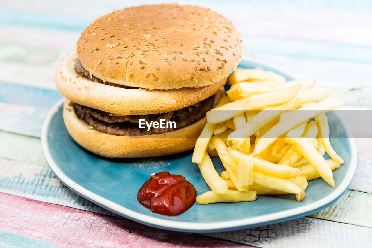 Close-up of food in plate on table