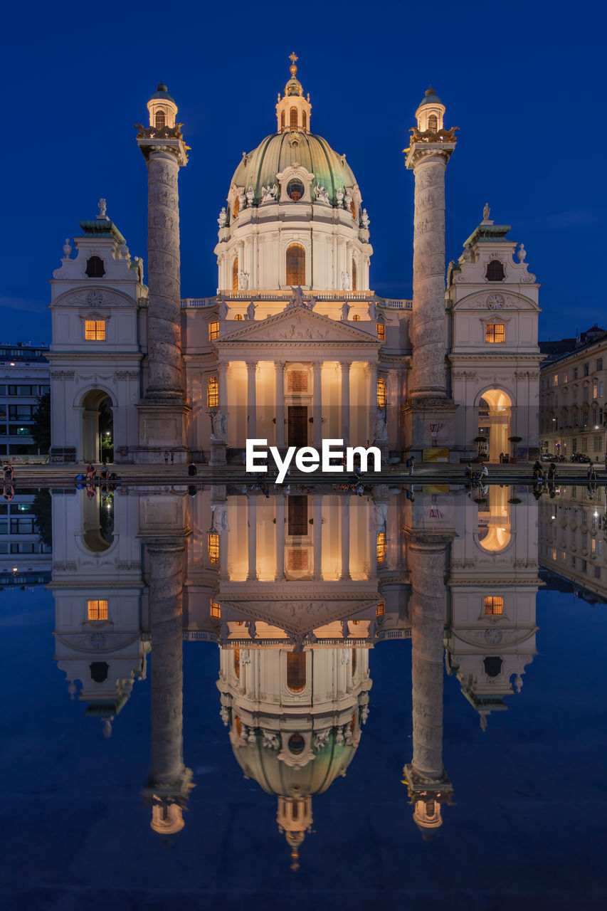 Reflection of church in water