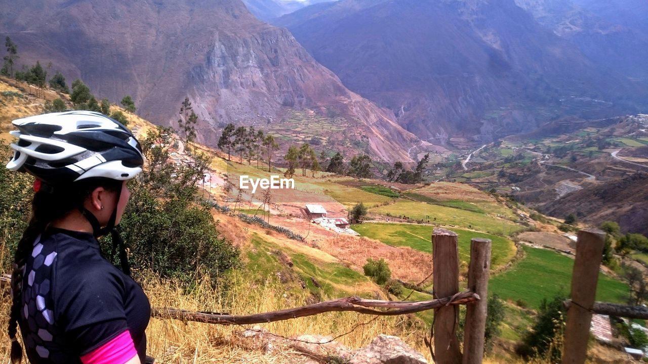 Woman looking at mountains