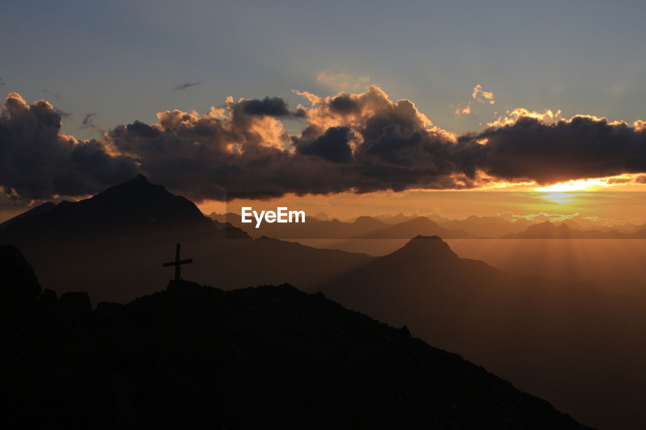 Amazing sunset from the top of a mountain