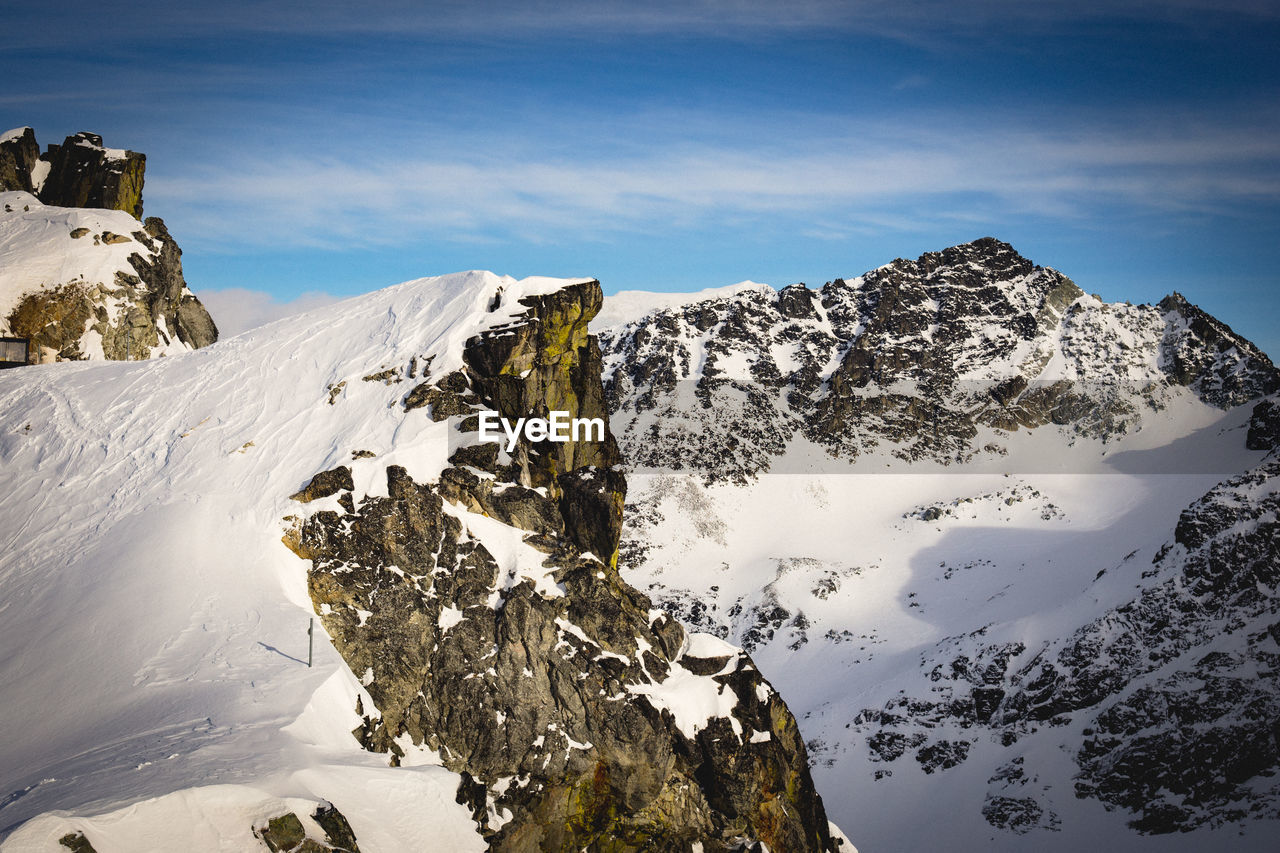 Scenic view of snow mountains against sky