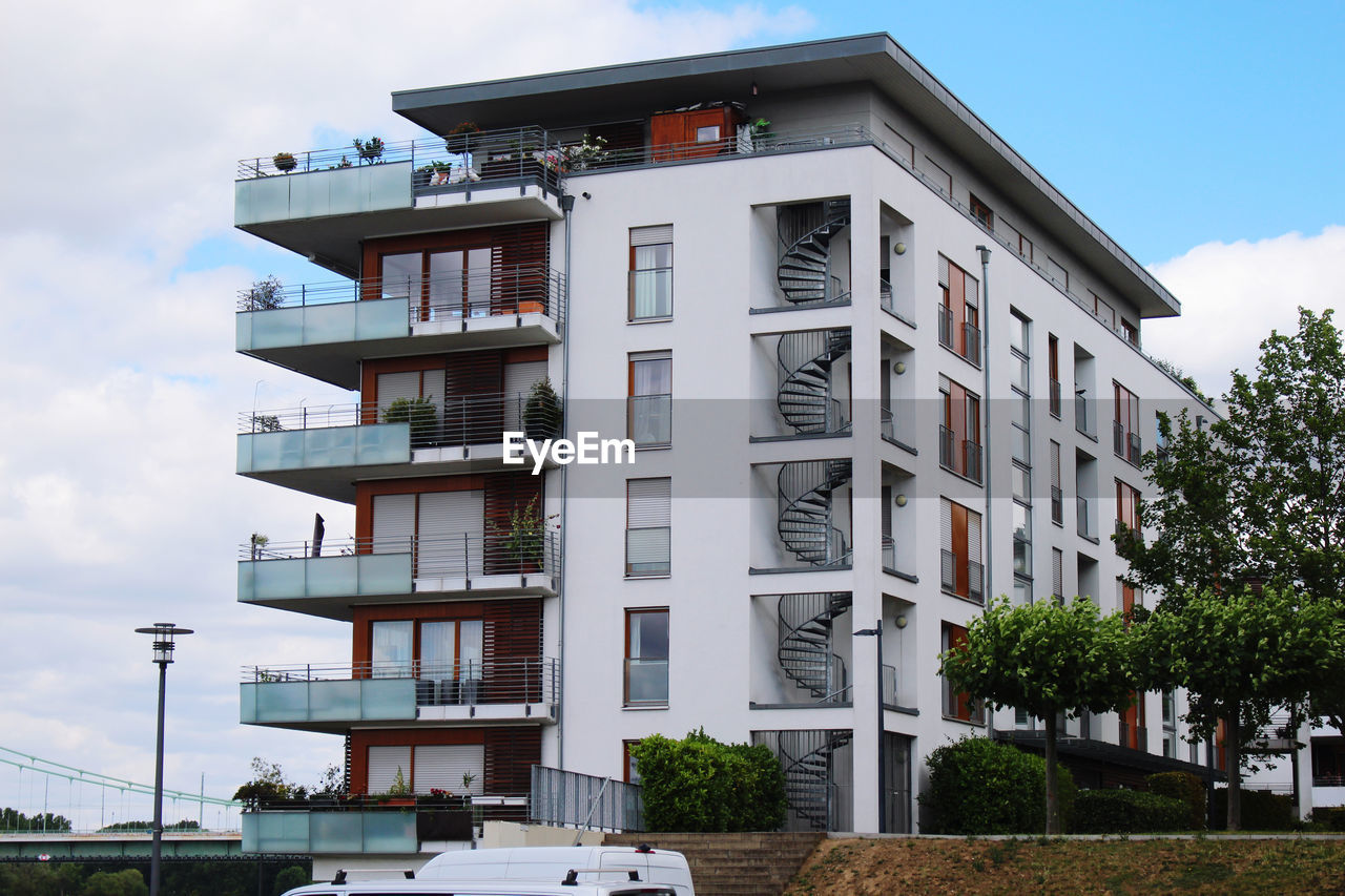 Low angle view of residential building against sky