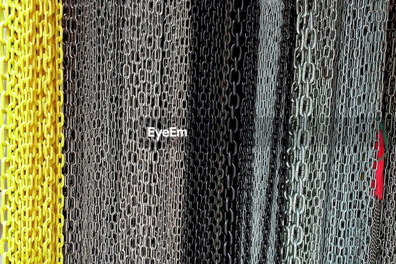 Full frame shot of metallic chains