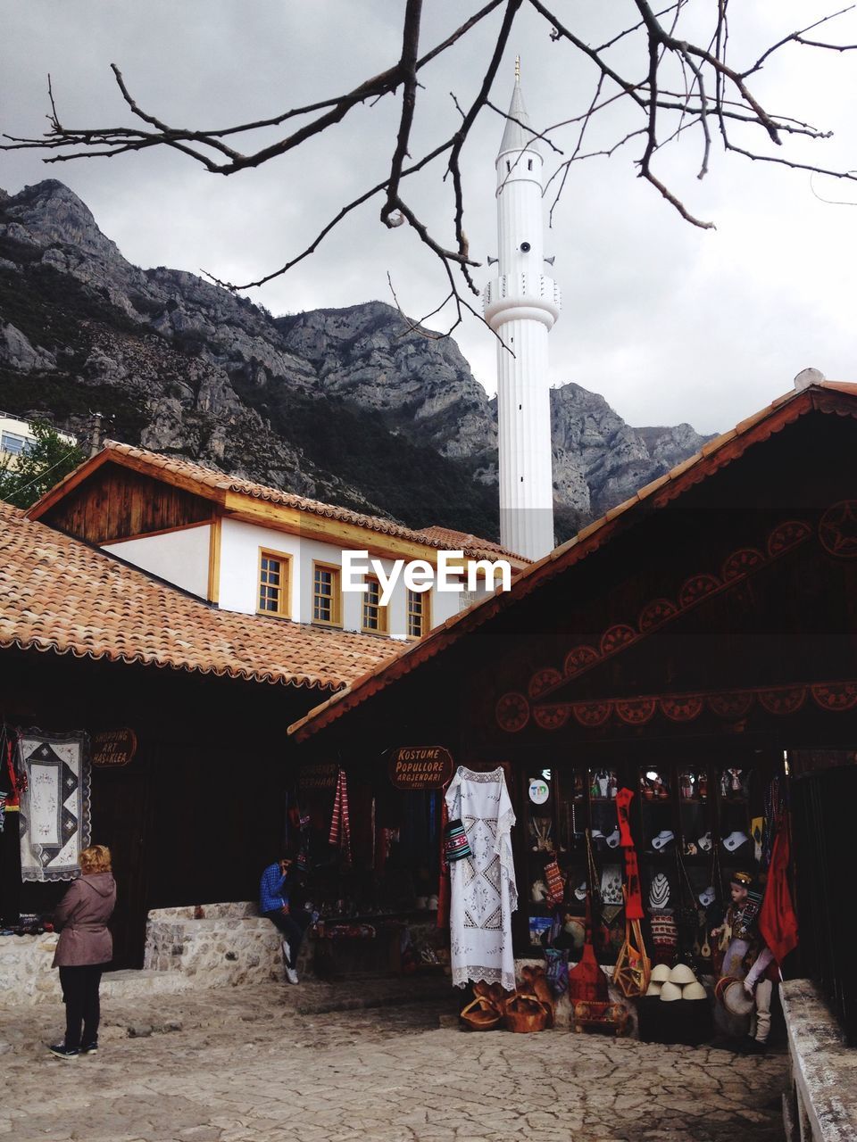 View of shops outside mosque