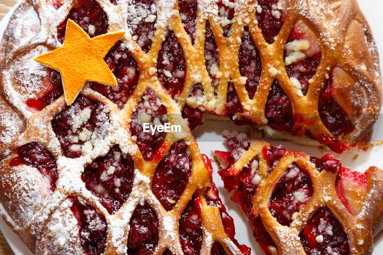 Close-up of cherry pie