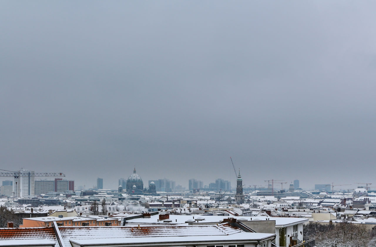 View over snow-covered berlin