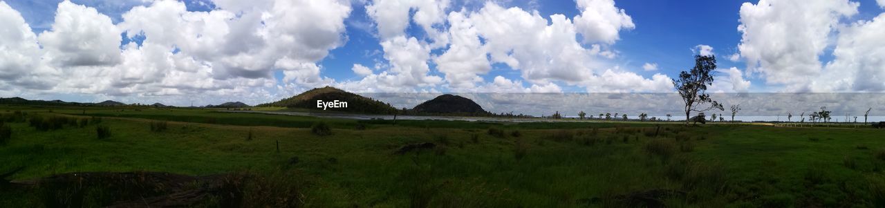 PANORAMIC VIEW OF LANDSCAPE AND MOUNTAINS AGAINST SKY